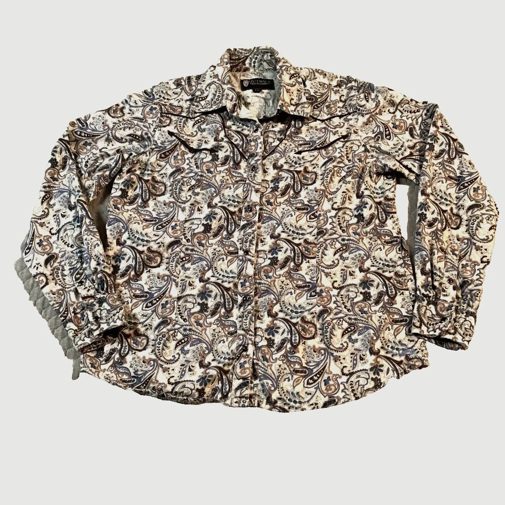 Women’s Pearl Snap Shirt  (Med/Large) Paisley Western Retro Vintage (See Notes)